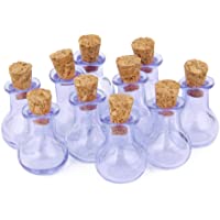 10pcs Botellas Corcho Cristal Bombilla Plana Vial Deseando La Botella Colgante Bricolaje Purpura